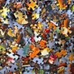 multicolor puzzle pieces in a pile
